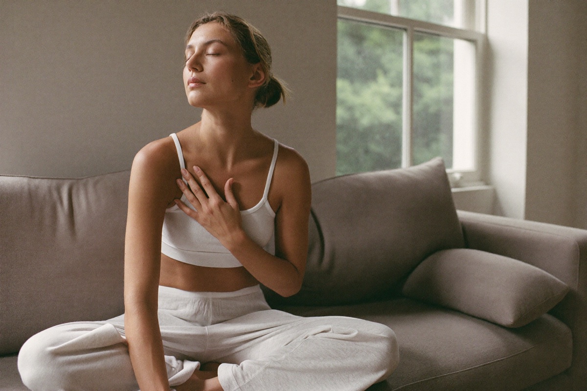 A calm moment of slow, steady breathing to unwind.