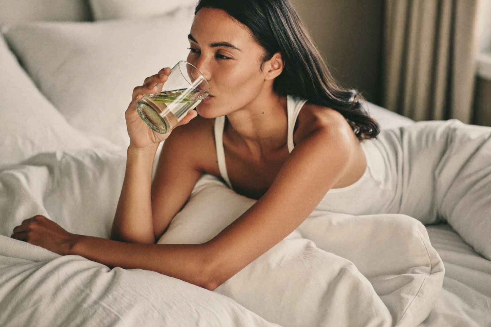 A person resting, breathing through the nose overnight