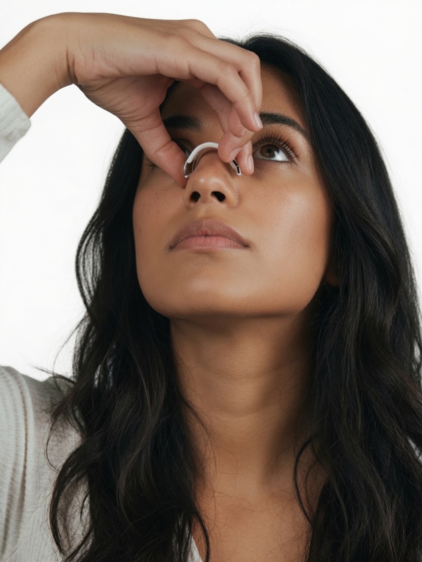 Holding the Airlift nose clip in place on the nose