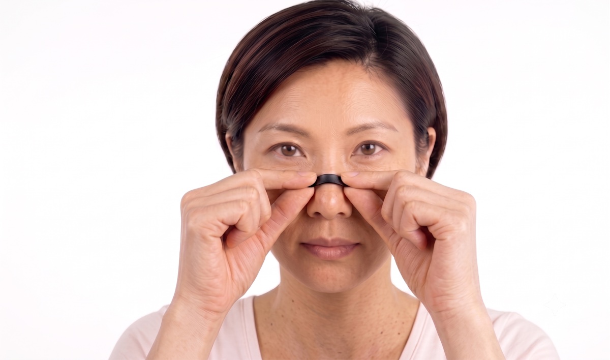 Snapping the magnetic clip onto the nose